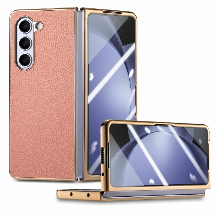 For Samsung Galaxy Z Fold5 5G Integrated Film Electroplated Leather Phone Case