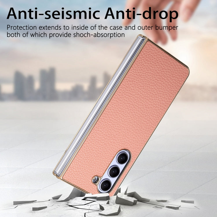 For Samsung Galaxy Z Fold5 5G Integrated Film Electroplated Leather Phone Case