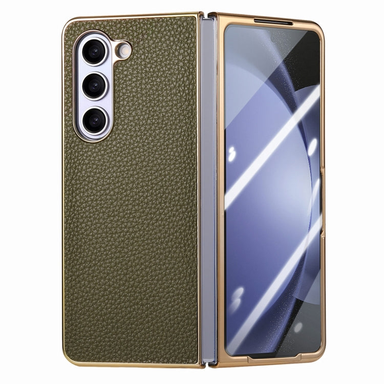 For Samsung Galaxy Z Fold5 5G Integrated Film Electroplated Leather Phone Case