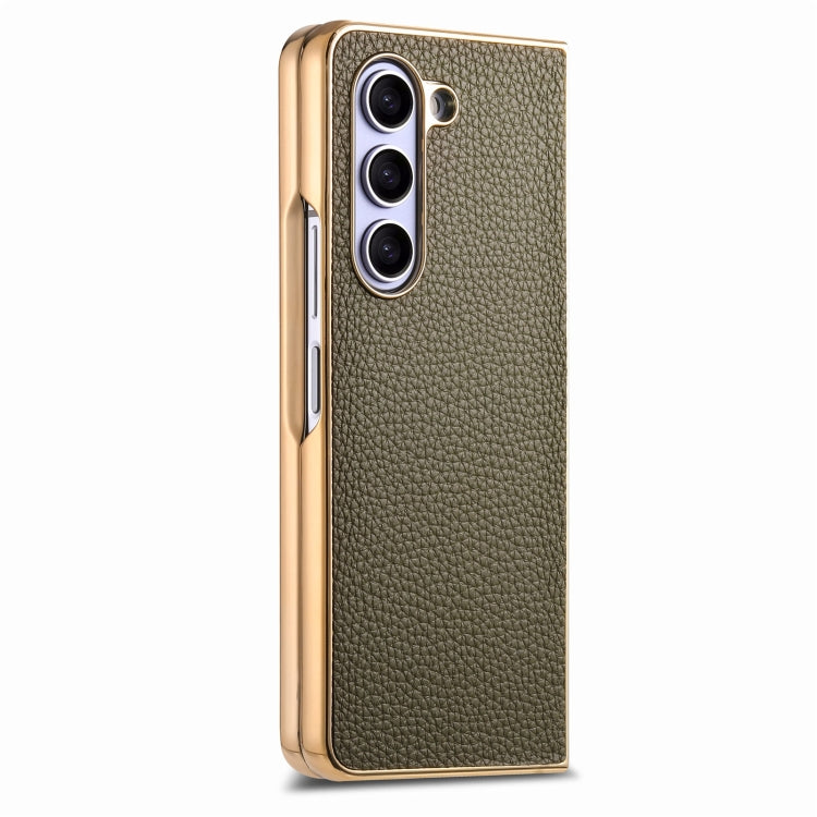 For Samsung Galaxy Z Fold5 5G Integrated Film Electroplated Leather Phone Case