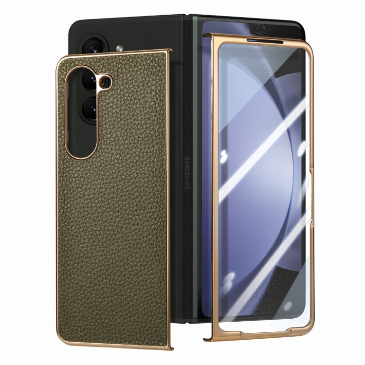 For Samsung Galaxy Z Fold5 5G Integrated Film Electroplated Leather Phone Case