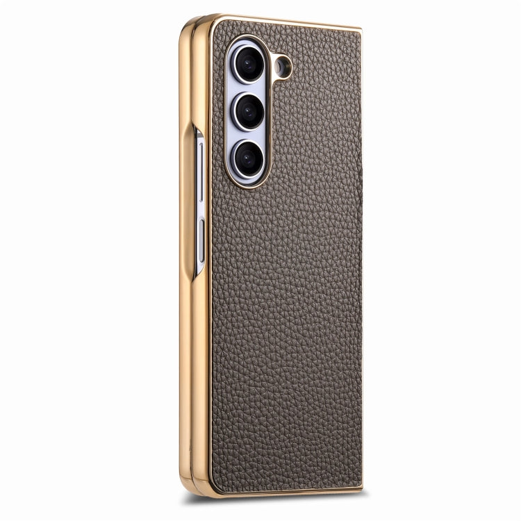 For Samsung Galaxy Z Fold5 5G Integrated Film Electroplated Leather Phone Case