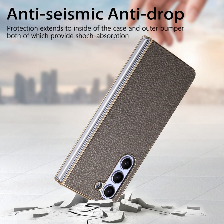 For Samsung Galaxy Z Fold5 5G Integrated Film Electroplated Leather Phone Case