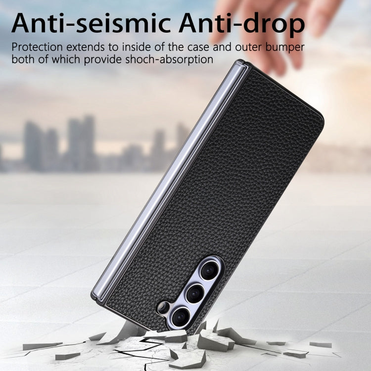 For Samsung Galaxy Z Fold5 5G Integrated Film Electroplated Leather Phone Case