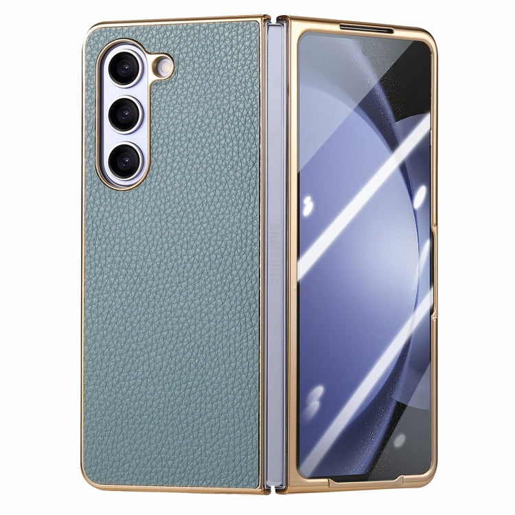 For Samsung Galaxy Z Fold5 5G Integrated Film Electroplated Leather Phone Case