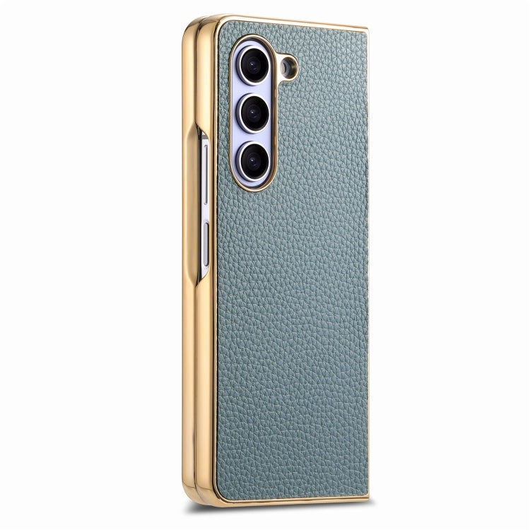 For Samsung Galaxy Z Fold5 5G Integrated Film Electroplated Leather Phone Case