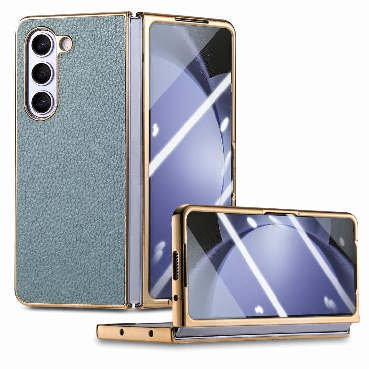 For Samsung Galaxy Z Fold5 5G Integrated Film Electroplated Leather Phone Case