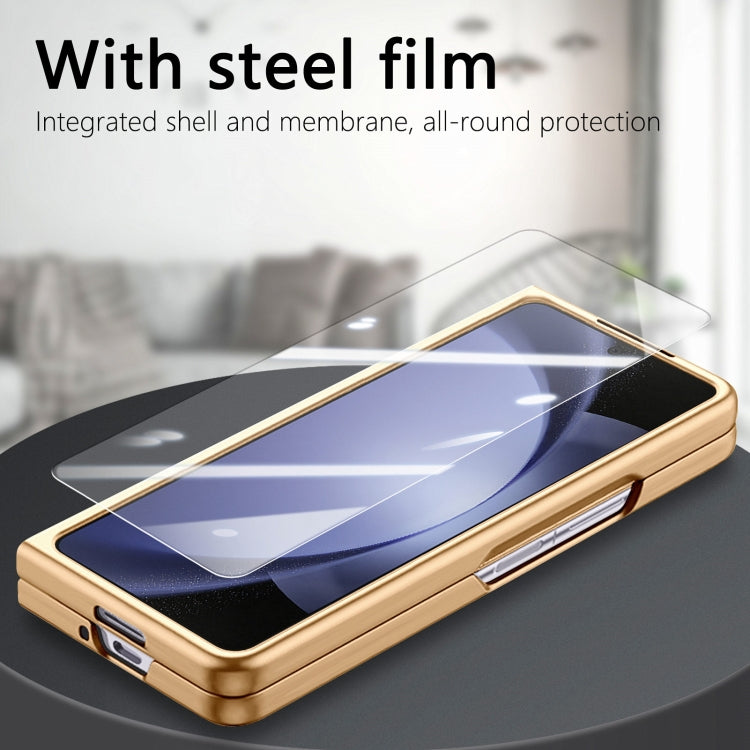 For Samsung Galaxy Z Fold5 5G Integrated Film Electroplated Leather Phone Case