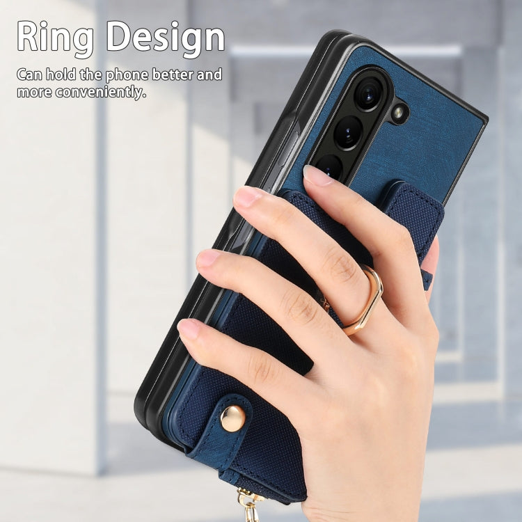 For Samsung Galaxy Z Fold6 5G Retro Zipper Wallet Ring Leather Phone Case