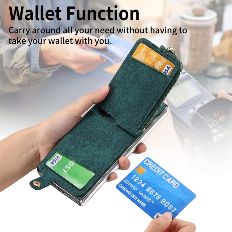 For Samsung Galaxy Z Fold6 5G Retro Zipper Wallet Ring Leather Phone Case