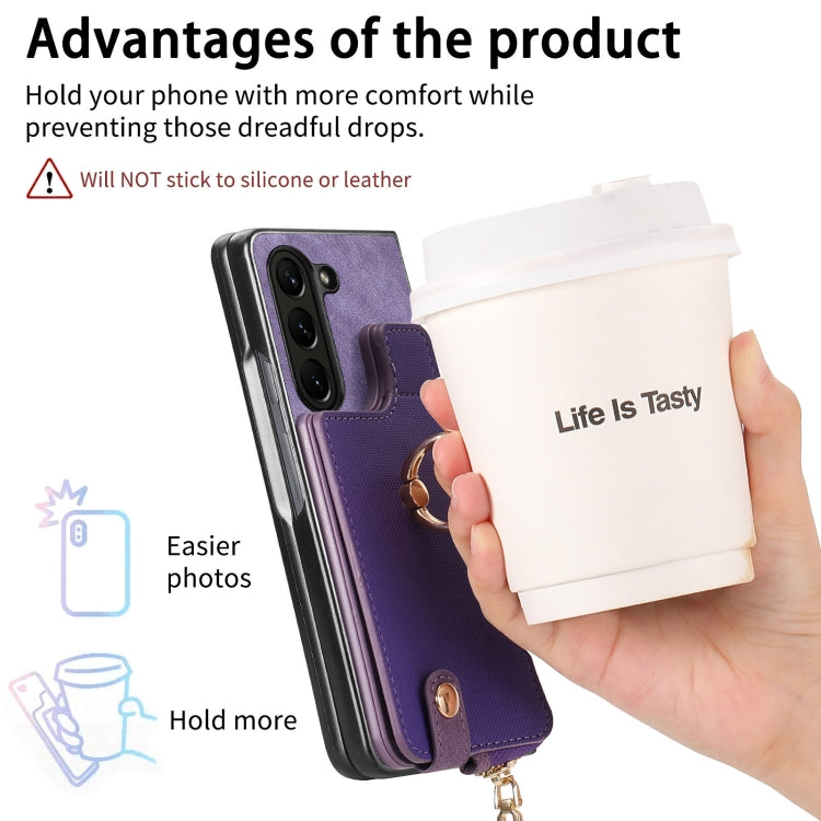 For Samsung Galaxy Z Fold6 5G Retro Zipper Wallet Ring Leather Phone Case