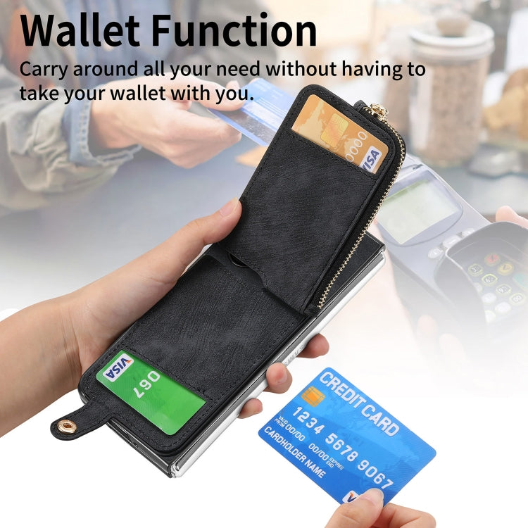 For Samsung Galaxy Z Fold6 5G Retro Zipper Wallet Ring Leather Phone Case