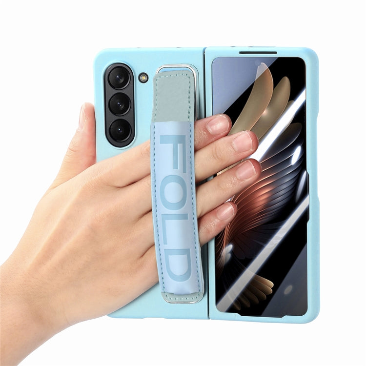 For Samsung   Galaxy Z Fold5 5G Integrated Film Wrist Grip Leather Phone Case with Pen Slot