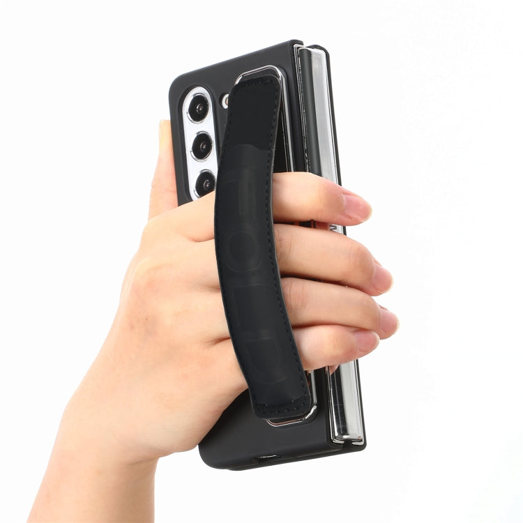 For Samsung   Galaxy Z Fold5 5G Integrated Film Wrist Grip Leather Phone Case with Pen Slot