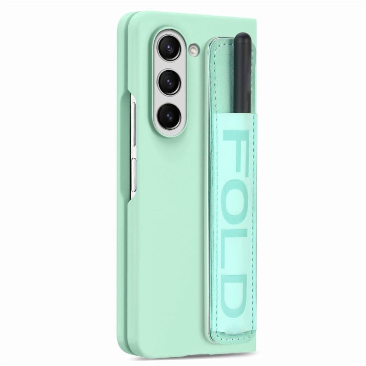 For Samsung   Galaxy Z Fold5 5G Integrated Film Wrist Grip Leather Phone Case with Pen Slot