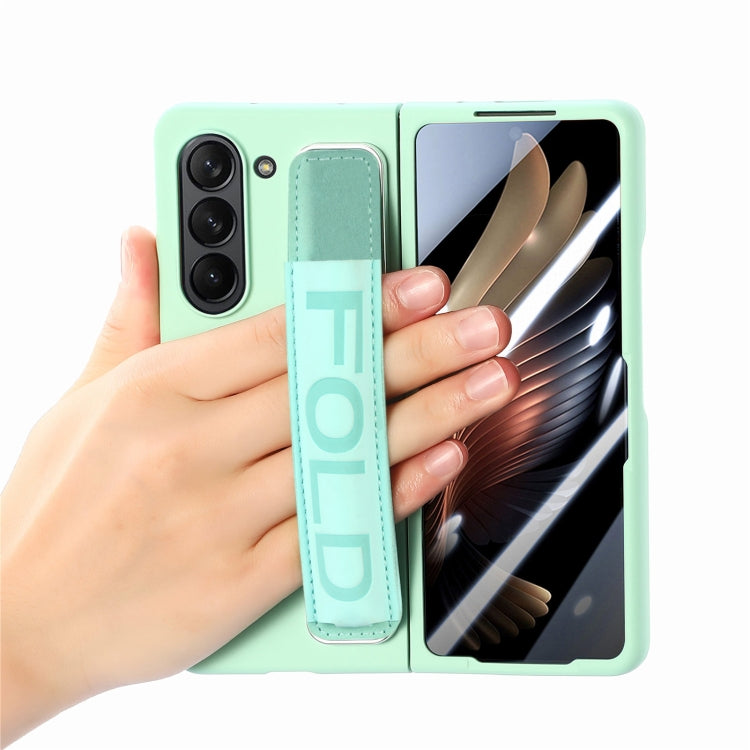 For Samsung   Galaxy Z Fold5 5G Integrated Film Wrist Grip Leather Phone Case with Pen Slot