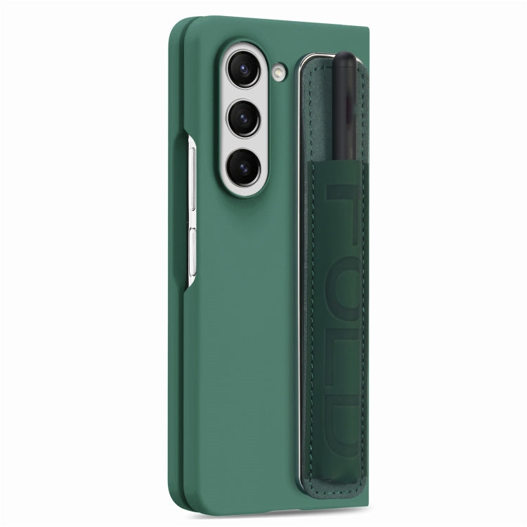 For Samsung   Galaxy Z Fold5 5G Integrated Film Wrist Grip Leather Phone Case with Pen Slot