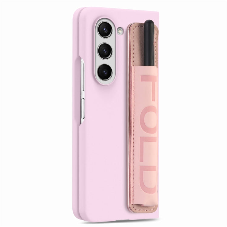 For Samsung   Galaxy Z Fold5 5G Integrated Film Wrist Grip Leather Phone Case with Pen Slot