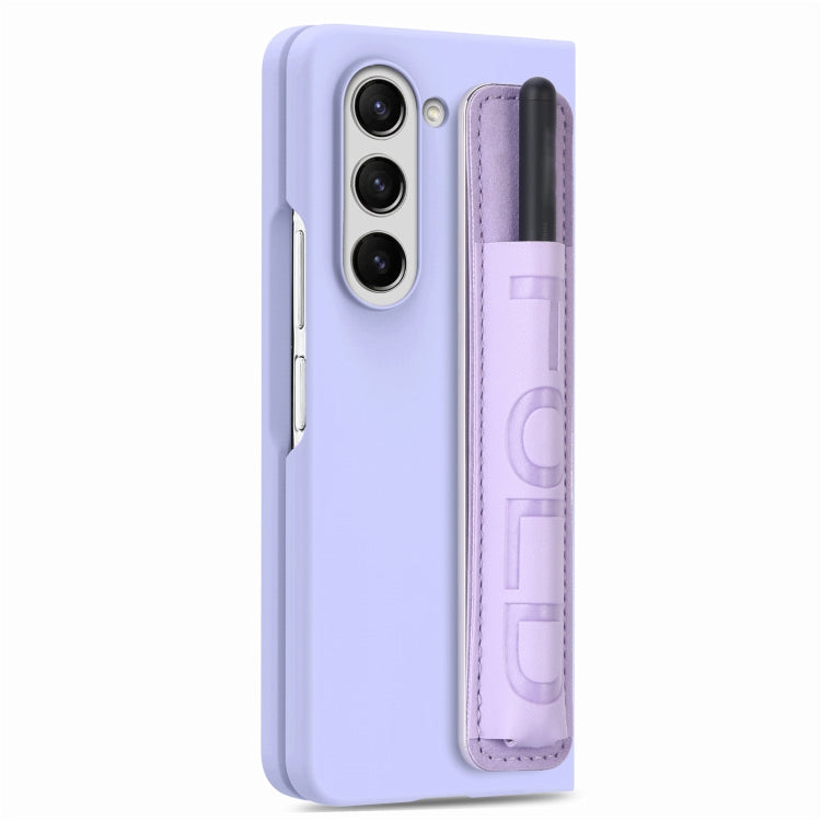 For Samsung   Galaxy Z Fold5 5G Integrated Film Wrist Grip Leather Phone Case with Pen Slot