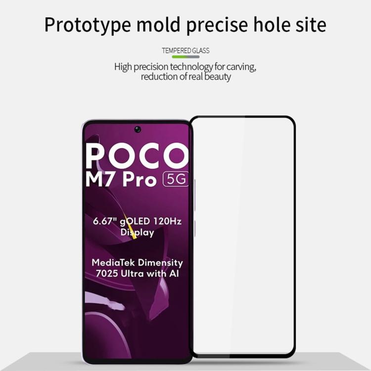 For Xiaomi Poco M7 Pro 5G MOFI 9H 2.5D Full Screen Tempered Glass Film - Black