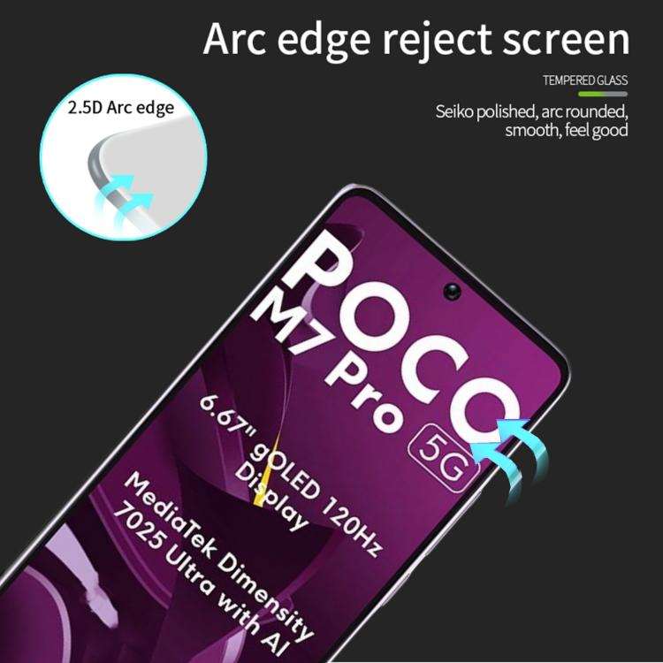For Xiaomi Poco M7 Pro 5G MOFI 9H 2.5D Full Screen Tempered Glass Film - Black