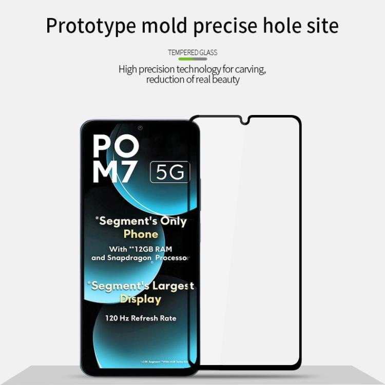 For Xiaomi Poco M7 MOFI 9H 2.5D Full Screen Tempered Glass Film - Black