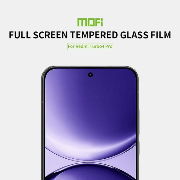 For Redmi Turbo 4 Pro MOFI 9H 2.5D Full Screen Tempered Glass Film - Black