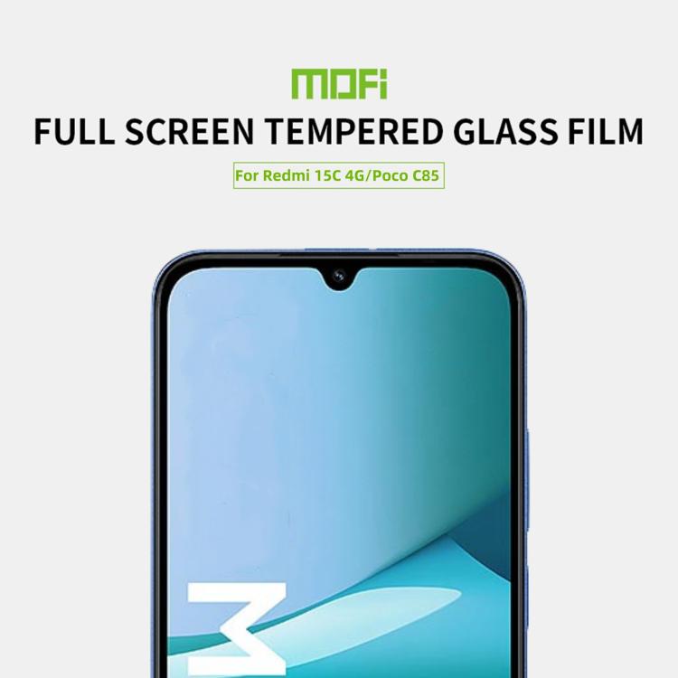 For Redmi 15C 4G 171.5mm / Poco C85 MOFI 9H 2.5D Full Screen Tempered Glass Film - Black