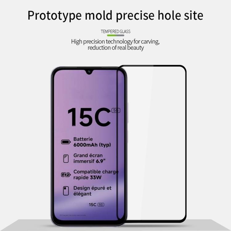 For Redmi 15C 5G 173.1mm MOFI 9H 2.5D Full Screen Tempered Glass Film - Black