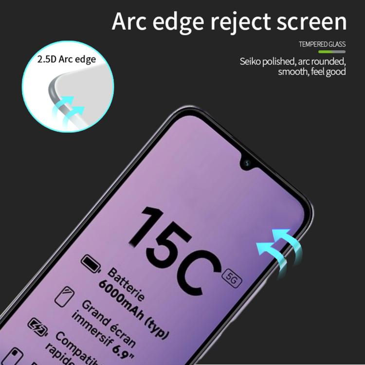 For Redmi 15C 5G 173.1mm MOFI 9H 2.5D Full Screen Tempered Glass Film - Black