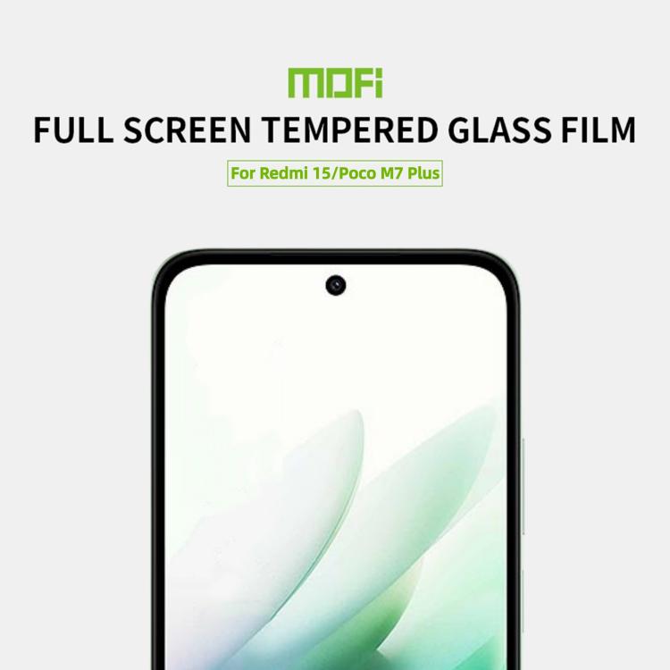 For Redmi 15 4G EU 171mm / Poco M7 Plus MOFI 9H 2.5D Full Screen Tempered Glass Film - Black