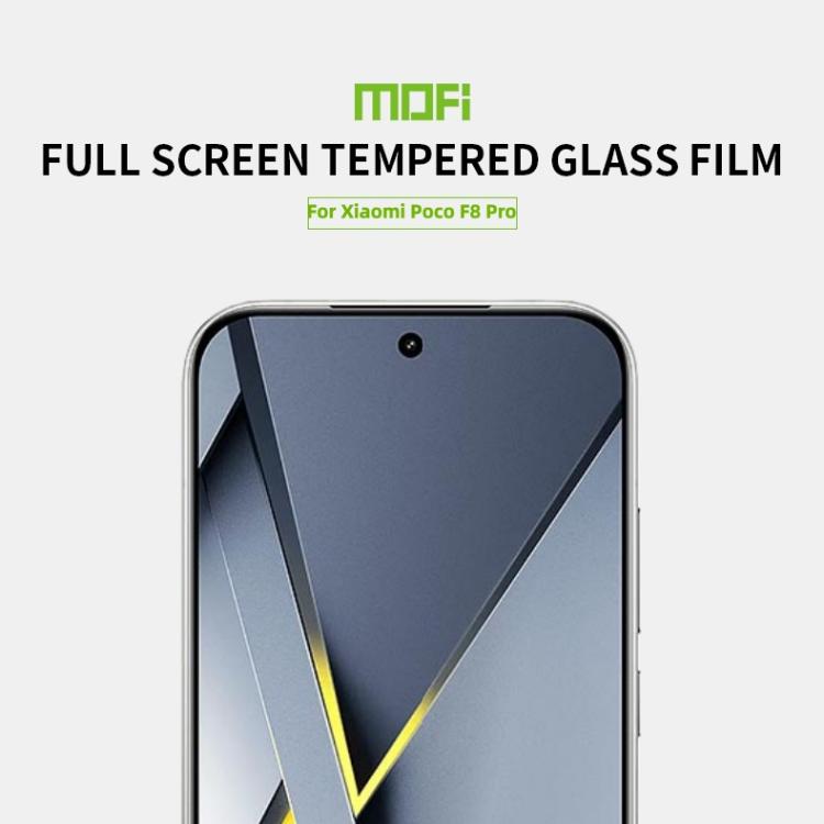 For Xiaomi Poco F8 Pro Unlock MOFI 9H 2.5D Full Screen Tempered Glass Film - Black