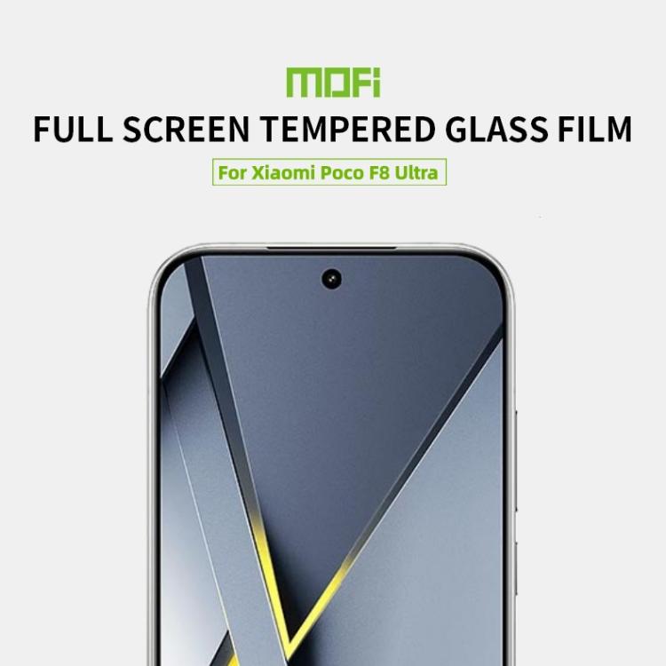 For Xiaomi Poco F8 Ultra Unlock MOFI 9H 2.5D Full Screen Tempered Glass Film - Black