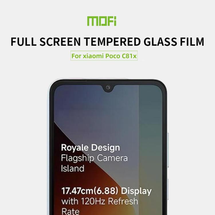 For Xiaomi Poco C81x 4G MOFI 9H 2.5D Full Screen Tempered Glass Film - Black