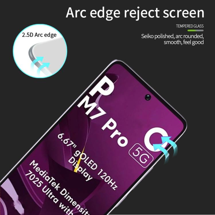 For Xiaomi Poco M7 Pro 5G PINWUYO 9H 2.5D Full Screen Tempered Glass Film - Black