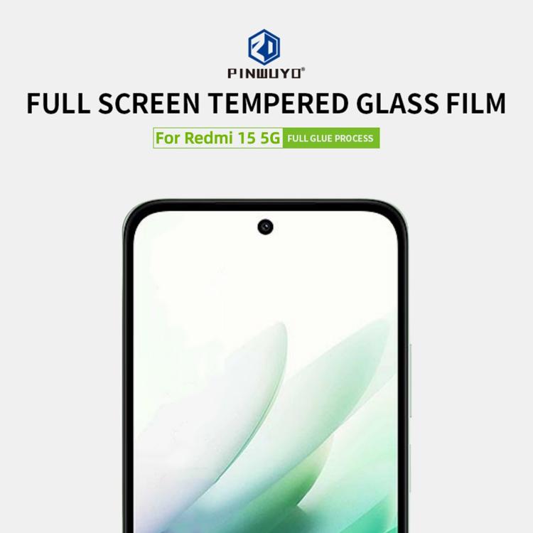 For Redmi 15 5G EU 171mm PINWUYO 9H 2.5D Full Screen Tempered Glass Film - Black