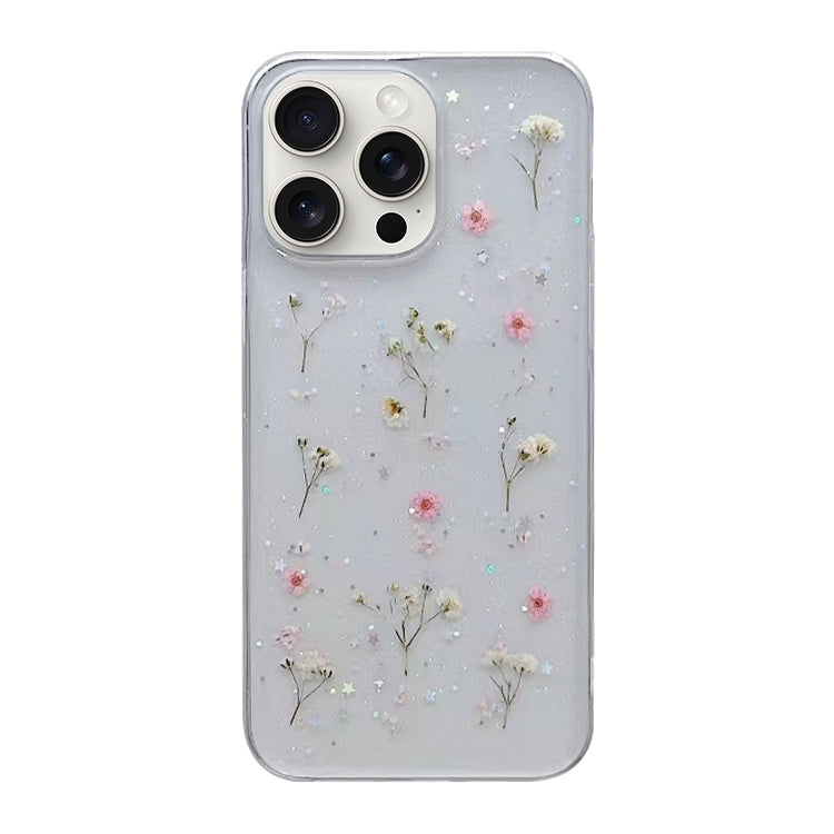 For iPhone 16 Pro Gypsophila Flowers Pattern TPU Protective Phone Case