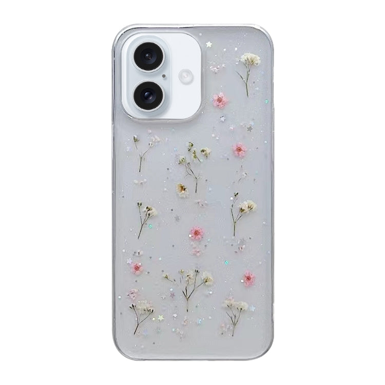 For iPhone 16 Plus Gypsophila Flowers Pattern TPU Protective Phone Case