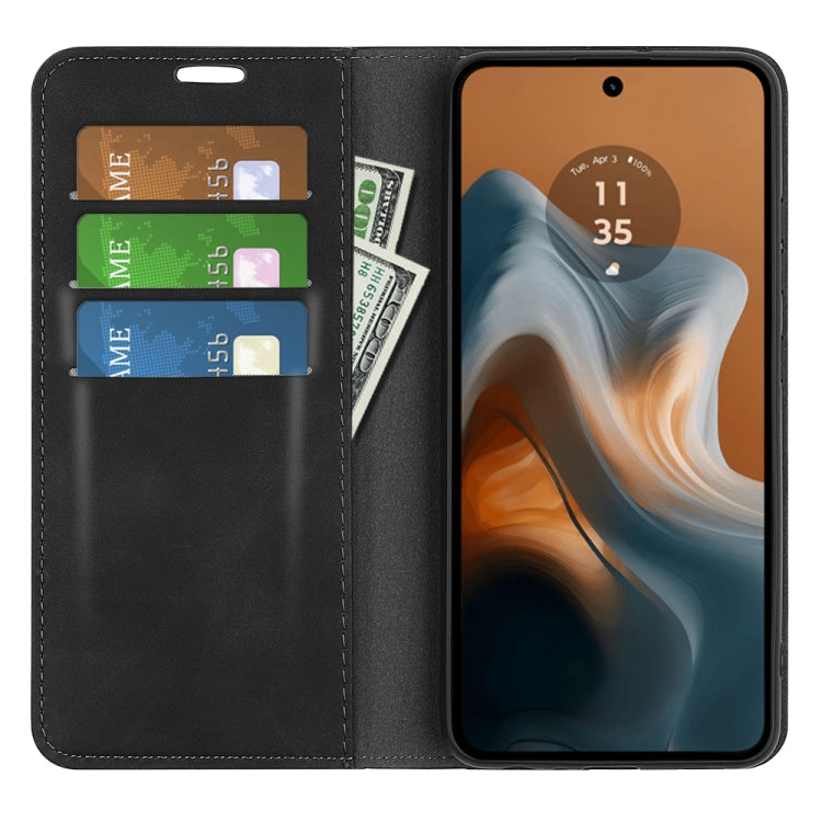 For Motorola Moto G34 Retro-skin Magnetic Suction Leather Phone Case