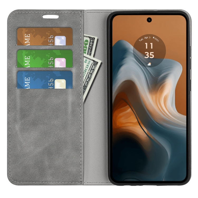 For Motorola Moto G34 Retro-skin Magnetic Suction Leather Phone Case