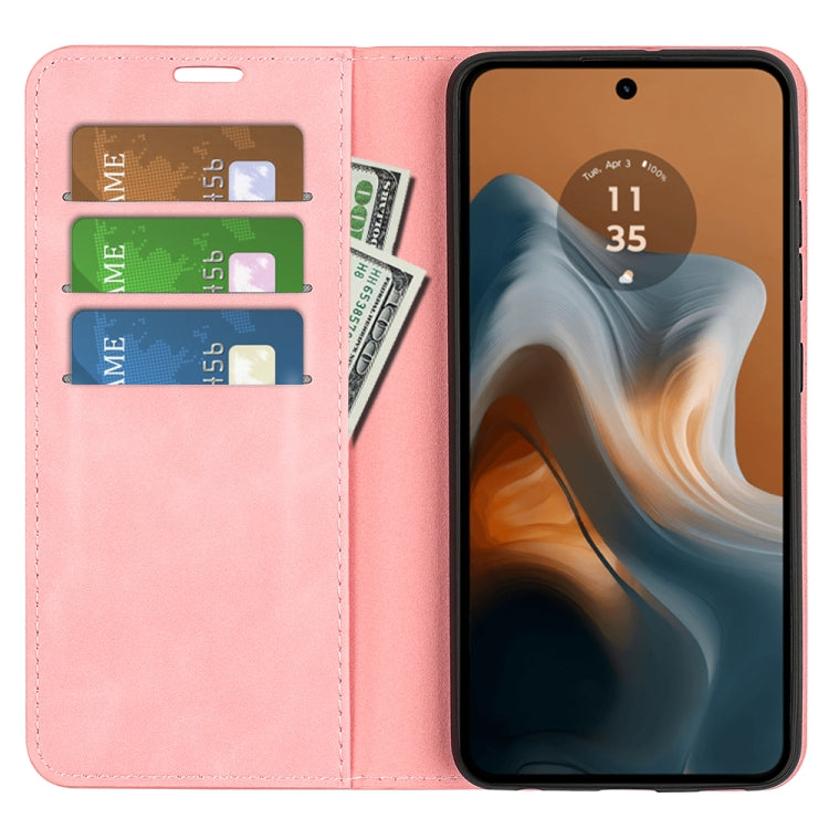 For Motorola Moto G34 Retro-skin Magnetic Suction Leather Phone Case