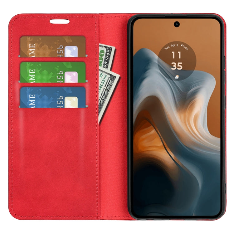 For Motorola Moto G34 Retro-skin Magnetic Suction Leather Phone Case