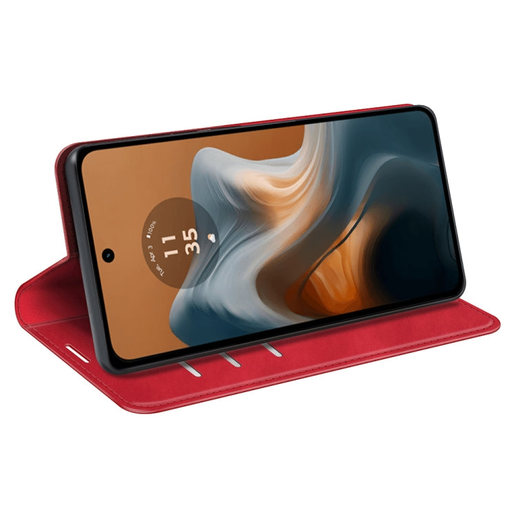For Motorola Moto G34 Retro-skin Magnetic Suction Leather Phone Case