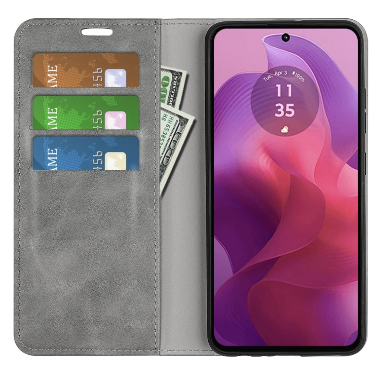 For Motorola Moto G24 Retro-skin Magnetic Suction Leather Phone Case