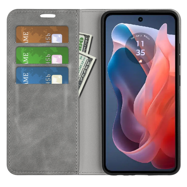 For Motorola Moto G Play 2024 Retro-skin Magnetic Suction Leather Phone Case