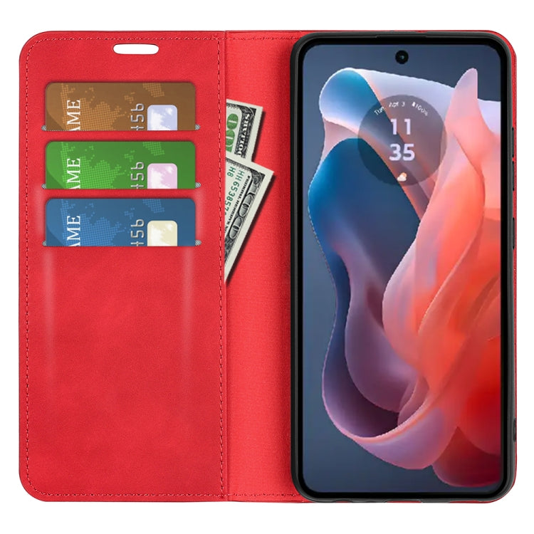 For Motorola Moto G Play 2024 Retro-skin Magnetic Suction Leather Phone Case