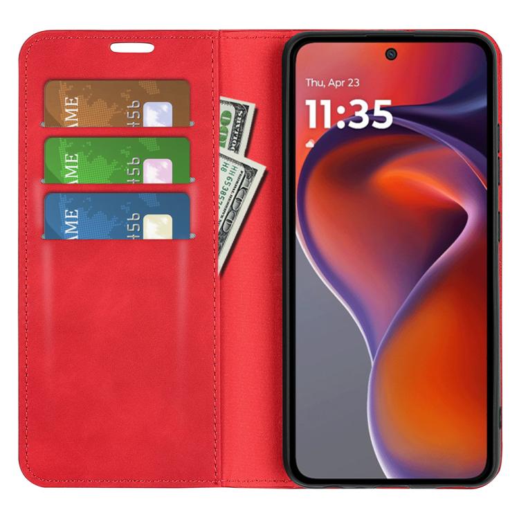 For Motorola Moto G15 Retro-skin Magnetic Suction Leather Phone Case