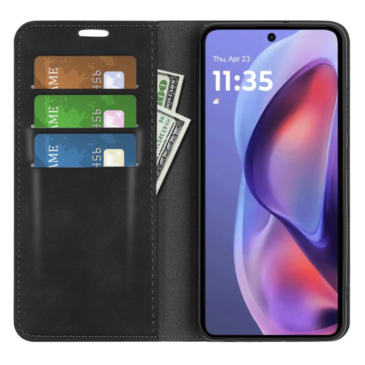 For Motorola Moto E15 Retro-skin Magnetic Suction Leather Phone Case