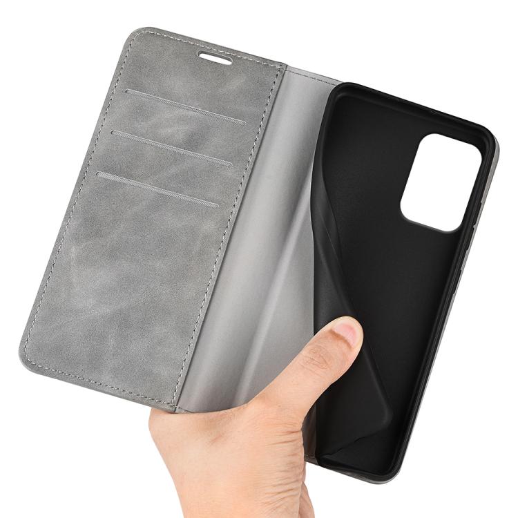 For Motorola Moto E15 Retro-skin Magnetic Suction Leather Phone Case