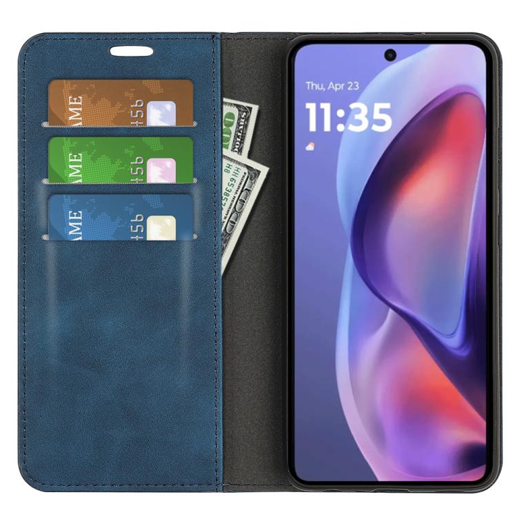 For Motorola Moto E15 Retro-skin Magnetic Suction Leather Phone Case